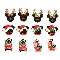 mickey mouse christmas stickers with santa hats and reindeer ears