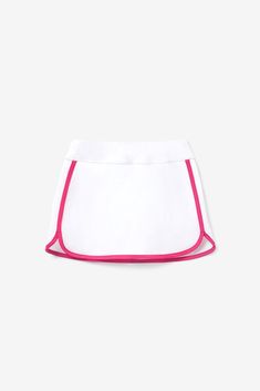 a white skirt with pink trims on the bottom and side, against a white background