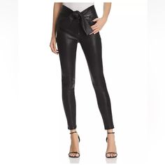 Brand New Without Tags, Never Worn. 100% Authentic Guaranteed. Frame Waist-Tie Skinny Leather Pants Black Size 24 Msrp $ 995.00 Size: 24 Color: Black Style #: Lwlt0185 An Attached Tie Knot Belt Creates The Illusion Of A High Waist On These Zip Fly Leather Pants. Classic Five Pocket Design Lends A Casual Vibe, For Biker Girl Style You Can Rock With Any Look. - 100% Lamb Leather - Skinny Pants - Zip Fly - Banded Waist And Self-Tie Front - 5 Pocket Styling - 27" Inseam - 9" Rise Biker Girl Style, Knot Belt, Leather Pants Black, New Frame, Biker Girl, Girl Style, Frame Denim, Black Style, Pants Black