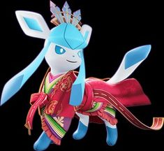 an origami doll is wearing a red and blue kimono