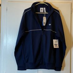 Condition Is New With Tags Various Sizes Adidas Winter Jacket, Adidas Clothes, Adidas Retro, Blue Clothing, Indigo Color, Adidas Zip Up, Adidas Tracksuit, Mens Black Jacket, Future Clothes