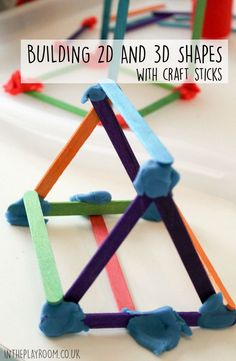 building zd and 3d shapes with craft sticks is an easy activity for toddlers