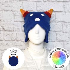 "** EXTENDED SHIPPING TIMES DUE TO HOLIDAY TRAVEL ** For delivery before Christmas order by December 1 AND upgrade shipping to Priority or Express Mail Nepeta character hat.  Made from fleece, so it's very warm and soft.  Machine washable. Medium fits head sizes up to 21\" to 24\". Large fits head sizes 25\" to 26\"." Winter Hats For Playtime, Adjustable Beanie Hat For Cosplay, Adjustable Beanie For Cosplay, Playful Adjustable Winter Costume Hats And Headpieces, Warm Adjustable Hats For Playtime, Windproof Full Face Hat One Size, Playful Winter Costume Hats And Headpieces, Playful Adjustable Costume Hats For Cosplay, Fun Winter Hats For Playtime