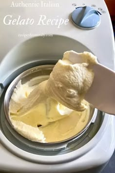 someone is using a hand mixer to make gelato