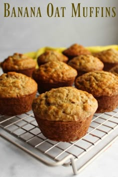 banana oat muffins on a cooling rack