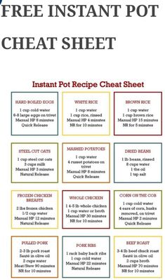 a recipe sheet with the instructions for how to make an instant potcheat sheet