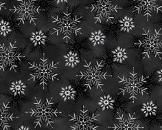 black and white snowflakes are shown on a chalkboard background in this image