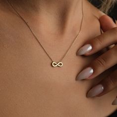 14K Solid Gold Infinity Necklace Perfect Gift for Her - Etsy