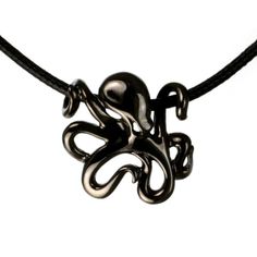 an octopus pendant on a black cord