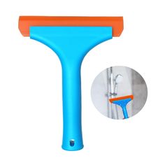 an orange and blue handle on a white background