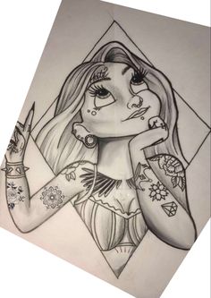 Rapunzel Tattoo, Dark Disney Tattoo, Dark Disney Art, Hipster Drawings, Skull Coloring Pages, Tattoo Zeichnungen