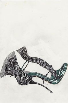 Manolo Blahnik shoe sketch Accessories Sketch, Shoe Sketch, Shoe Illustration, Drawstring Bag Pattern, Charlotte Olympia Shoes, Mary Kate Olsen