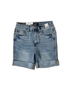 Get the Best of Both Worlds with these Judy Blue Shorts! They feature moisture control and tummy control for maximum comfort. With great stretch and a high-waisted design, these bermuda shorts can be worn cuffed or uncuffed. Say goodbye to compromising on style or function! Material & Care 68% Cotton/27% Sorbtek/3% Viscose/2% Spandex Wash Cold Tumble Dry Low Import Some Stretch Color: Light Denim Measurements Waist: S (28"), M (30"), L (32"), XL (34"), 1X (36"), 2X (38"), 3X (40") Hips: S (32"), Medium Wash High-waisted Shorts With Elastic Waistband, Washed Blue High-waisted Cotton Shorts, High-waist Washed Blue Denim Shorts, Mid-rise Washed Blue Denim Shorts, High-waisted Denim Shorts With Elastic Waistband, Blue Dress Short, Patriotic Outfit, Jumpsuit Skirt, Long Sleeve Shirt Dress