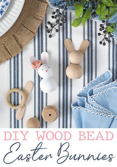 diy wood bead easter bunnies with text overlay