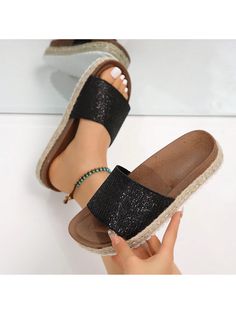 The glitter slides are adorned with sparkly rhinestones, creating a celestial effect reminiscent of a starry sky. The exquisite and sophisticated design is ideal for various occasions.

The women's sandals packed with the comfort and support of arch support and heel cupping. Our products are designed to make you feel comfortable, relaxed and free wherever you are, indoors or out.

Ultra Soft Support - Our soft footbed features a layer of soft padding sandwiched between the woven midsole layer an Glitter Slides, Open Toe Slippers, Flat Mules, Platform Slides, Footbed Sandals, Leather Slides, Womens Sandals Flat, Flat Sandals, Slide Sandals