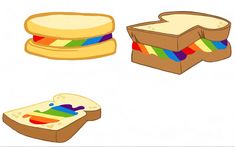 an image of two sandwiches with different toppings on them, one is peanut butter and the other is jelly beans