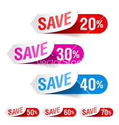 sale stickers with different colors on white background