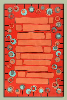 an orange painting with circles on it