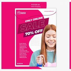 a pink flyer with a woman holding scissors