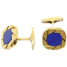 Timeless heirlooms that will last for generations to come. Classic 18k yellow gold cuff links with lapis lazuli centers. Sugarloaf closures. Made in Germany. Specifications: main stone: lapis lazuli carat total weight:- color:BLUE metal:18 YELLOW GOLD type: CUFF LINKS weight:25.18 GR hallmark: "W.GERMANY 18K" Luxury Royal Blue Jewelry, Formal Lapis Lazuli Jewelry, Classic Yellow Gold Jewelry With Lapis Lazuli, Classic Yellow Gold Lapis Lazuli Jewelry, Classic Lapis Lazuli Yellow Gold Jewelry, Modernist 14k Gold Jewelry For Formal Occasions, 14k Gold Hallmarked Jewelry, Yellow Gold Lapis Lazuli Jewelry With Polished Finish, Polished Yellow Gold Lapis Lazuli Jewelry