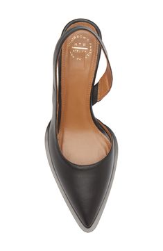 A side cutout lends modern dimension to a leather slingback pump framed by a pointy toe and tapered heel. 2 1/2" length (size 39) Elasticized slingback strap Leather upper, lining and sole Made in Italy Modern Leather Slingback Pumps With 4-inch Heel, Modern Slingback Sandals With 4-inch Heel, Leather Slingback Pumps With 4-inch Heel For Business, Office Slingback Pumps With Contrasting Heel, Luxury Slingback Pumps With Contrasting Heel For Office, Leather Slingback Pumps With 4-inch Heel For Office, Office Slingback Heels With Contrasting Heel Counter, Modern Slingback Pumps With Contrasting Heel For Evening, Chic Leather Slingback Pumps For Business