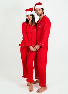 "Christmas Custom Pjs, Matching Red Cotton Pjs, Personalized Pjs, Mr and Mrs Pajamas, Xmas Pyjamas, Xmas gifts, Red Custom Pjs-ruffled Get ready for a cozy and festive holiday season with our Christmas family matching cotton pajamas! Crafted from luxurious satin fabric, these pajamas offer both comfort and style. Each set includes pajamas for every family member, from adults to kids, ensuring that everyone can join in on the matching fun.  Whether you're unwrapping gifts or enjoying a hot cocoa Christmas Sleep Sets With Long Sleeves, Red Sleep Sets For Christmas, Red Christmas Pajama Party Set, Red Holiday Loungewear Sets, Red Christmas Sleepwear For Bedtime, Holiday Festive Red Set, Festive Red Holiday Sets, Festive Red Holiday Set, Red Long Sleeve Bedtime Sets