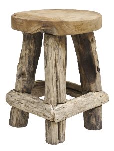 a wooden stool made out of logs