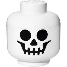 a white container with a black skull on it