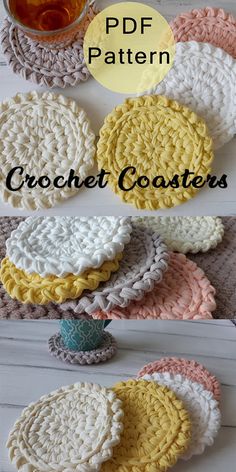 crochet coasters with the text, free pattern