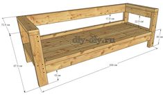 a wooden bench with measurements to make it look like it is made out of wood