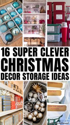 16 Super Clever Christmas Decor Storage Ideas Ornaments Storage Ideas, Holiday Storage Ideas Garage, Storage For Holiday Decorations, How To Store Christmas Village Houses, Storage For Christmas Decorations, Christmas Organizing Ideas, Organize Holiday Decorations, Christmas Storage Closet, Storage Ideas For Christmas Decorations