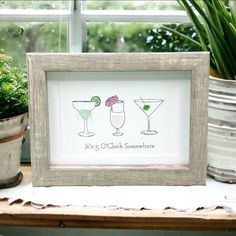 Sea Glass Art Happy Hour Bar Decor| 5 O’clock Somewhere Cocktail Seaglass Gift This Listing Includes: *Beautiful Sea Glass Art As Pictured *Genuine Sea Glass Used In Each Piece *Perfect Gift For A Birthday Or Holiday! *Minimalist Design Printed On Card Stock Paper With Sea Glass Attached * High Quality 5x7 Compostite Shadowbox Frame *Real Glass Front *Frame Available In Wood Grain, White Or Black *Bevel Cut Mat *Frame Depth Is 1.5 Inches And Stands Alone Or Can Be Hung *Note Included About The History And Beauty Of Sea Glass *Custom Orders Welcome *Please Comment Color Choice In Bundle Slu P343 Holiday Minimalist, Happy Hour Bar, Sea Glass Art Projects, Beach Glass Crafts, 5 O Clock Somewhere, Beach Glass Art, Glass Art Projects