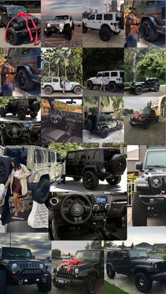 many different jeeps are shown in this collage