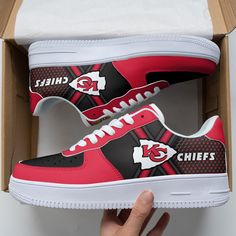 Kansas City Chiefs Af1 Shoes 184 Lightweight construction with breathable mesh fabric provides a comfortable and flawless fit. Kc Cheifs, Air Force 1 Shoes, Af1 Shoes, Fashion City, Chiefs Football, Expressive Fashion, Kc Chiefs, Shoe Gifts, Shoe Obsession