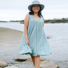 angelrox® dixie dress in tissue sky Breezy Flowy Loungewear Dress, Flowy V-neck Midi Dress For Loungewear, Breezy V-neck Loungewear Dress, Breezy V-neck Midi Dress For Daywear, V-neck Midi Dress For Loungewear, Summer V-neck Loungewear Dress, Bohemian V-neck Loungewear Dress, Elegant Drapes, Purl Stitch