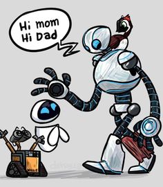 The Wild Robot, Fandom Crossover, Wall E, Cartoon Crossovers, Disney Funny, Cute Comics, Disney Fan Art, Funky Art, Cute Doodles