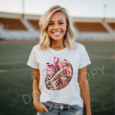 Disco Football Women's Shirt Attention all football fans! The perfect shirt for game day has arrived! Whether you prefer short sleeves or crewneck sweatshirts, these fun graphic shirts have got you covered for the upcoming fall football season! Sports Fan Tops With Sublimation Print For Game Day, Cheerleading Fan Apparel Tops For Football Season, Football Season Sports Fan Tops, Game Day Sports Fan Tops For Football Season, Sports Fan Tops For Football Season Game Day, Sports Fan Tops For Game Day During Football Season, Team Spirit Game Day T-shirt For Fall, Graphic Tee With Sublimation Design For Game Day, Fall Cheerleading Team T-shirt