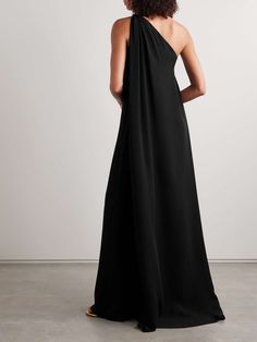 VALENTINO GARAVANI One-shoulder draped silk-cady gown | NET-A-PORTER Sleek Silk Floor-length Evening Dress, Sleek Silk Evening Gown, Chic Silk Crepe Maxi Dress For Wedding, Silk Crepe Evening Maxi Dress, Evening Silk Crepe Maxi Dress, Elegant One-shoulder Silk Gown, Elegant One Shoulder Silk Gown, Chic Silk Evening Dress For Black-tie Events, Silk Maxi Dress For Black-tie Events