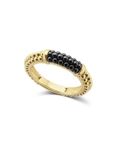 Lagos Gold & Black Caviar Collection 18K Gold & Ceramic Ring Elegant Yellow Gold Rings With Black Diamonds, Elegant Gold Rings With Black Spinel, Elegant Yellow Gold Rings With Black Spinel, Elegant Gold Ring With Black Spinel, Elegant Yellow Gold Ring With Black Spinel, Timeless Black Stackable Jewelry, Elegant Gold Rings With Black Diamonds, Formal Yellow Gold Rings With Black Spinel, Fine Jewelry Yellow Gold Rings With Black Spinel