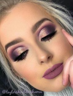 Make Up Gold, Purple Smokey Eye, Purple Eye Makeup, Dramatic Eye Makeup, Smokey Eye Makeup Tutorial, Cut Crease Makeup, Purple Makeup, Dramatic Makeup