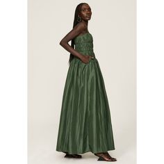 Green taffeta (70% Polyester, 30% Nylon). Lining (100% Polyester). A-line. Sleeveless. Sweetheart. Side zipper closure. See size and fit notes for length measurements. Imported. Gown Green, Taffeta Gown, Elegant Maxi Dress, Rent The Runway, Jonathan Simkhai, Maxi Dress Green, Full Skirt, Side Zipper, Evening Gowns