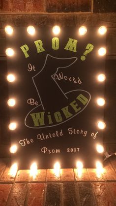 a lighted sign that reads, what's it wrong? the unto story of prom 2012