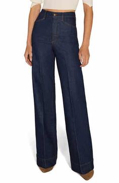 PAIGE Sasha High Waist Wide Leg Jeans | Nordstrom Dark Wash Wide Leg Jeans, Shawty Bae, Happy Hour Outfit, Photography Outfits, High Waist Wide Leg Jeans, Fall Wardrobe Essentials, Favorite Daughter, Fashion Board, Looks Chic