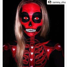 Red Skeleton Makeup, Body Painting Art, Red Skeleton, Halloween Makeup Sugar Skull, Sugar Skull Costume, Sugar Skull Halloween, Makeup Wallpapers, Skeleton Makeup, Halloween Color