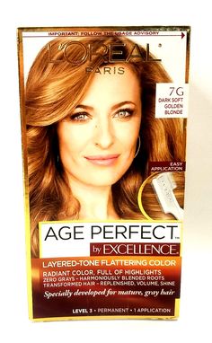 Loreal Paris Age Perfect By Excellence Hair Color 7G Dark Soft Golden Blonde Our pictures are of the actual items listed.  - From non-smoking homes whenever possible.   - We are happy to combine orders to reduce shipping fees.   - Please contact us if you are unhappy with your purchase. Please contact before leaving negative feedback.    - Our items are described to the best of our ability. Please email any questions you may have.  Thank you for checking out our store, SPACE COAST FLIPPERS! Natural Golden Blonde, Boxed Hair Color, Clairol Hair, Golden Blonde Hair Color, Clairol Natural, Clairol Natural Instincts, Hair Levels, Dark Blonde Hair Color, Perfect Hair Color