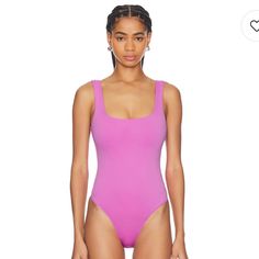 New With Tags! 78% Nylon And 22% Elastine Beautiful Electric Pink Color Runs Truer To Size Trendy Solid Color Nylon Bodysuit, Spring Nylon One-piece Bodysuit, Spring One-piece Nylon Bodysuit, Second-skin Nylon Swimwear For Spring, Color Run, Good American, Pink Color, Tags, Pink