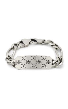 GUCCI Signature Silver Bracelet with Bee Motif YBA728264001The historical GG motif appears alongside a favorite House symbol, the bee.The contemporary feel to the design echos the gender-fluid approach that is seen throughout the collection. The two engraved emblems feature as the defining design... House Symbol, Diamond Accessories, Timeless Watches, Pasquale Bruni, Gender Fluid, Gucci Horsebit, Cushion Diamond, Square Diamond, The Bee