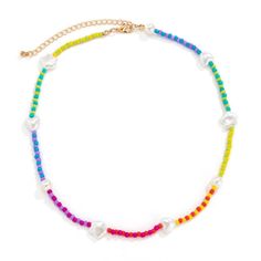 Description;Chic Colorful Seed Bead Star Heart Pearl Charm Choker NecklaceSpecification:Material: artificial pearl. glass seed bead. alloy metalColor: rainbowChain Length: 15.70 inch + 2.7 inch extWeight: 0.29 oz/pcFeatures and Details:This colorful seed bead pearl charm choker necklace is truly a gift for her to wear with a warm heart and joyful days. It is so sweet and graceful by itself which can be worn with other accessories.This gift for her handmade jewelry is suitable for all kinds of occasions :-)Any type of art can be kept alive only when it can breathe on its own!Happy Shopping :-) Trendy Multicolor Pearl Jewelry, Trendy Multicolor Heart Beaded Necklace, Summer Heart-shaped Colorful Beaded Jewelry, Multicolor Heart Beaded Necklaces, Heart-shaped Colorful Beaded Summer Jewelry, Multicolor Pearl Jewelry With Heart Beads, Rainbow Heart Beads For Jewelry Making, Summer Heart-shaped Jewelry With Colorful Beads, Rainbow Colored Pearl Jewelry With Colorful Beads