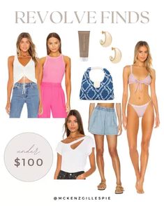 Summer outfit inspo. Revolve finds under $100! What to wear on the weekend in the summer. Trendy and stylish swimwear, acccessories shorts and summer shirts to update your wardrobe. 2023 Outfit Ideas, Outfits 2023, Update Your Wardrobe