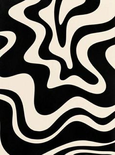 a black and white abstract painting with wavy lines